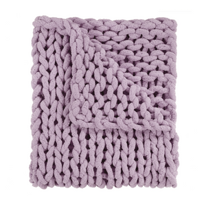 Lilac Chenille Chunky Knit Throw